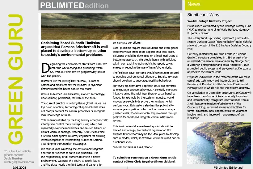 Bottom Up Solution for environmental problems